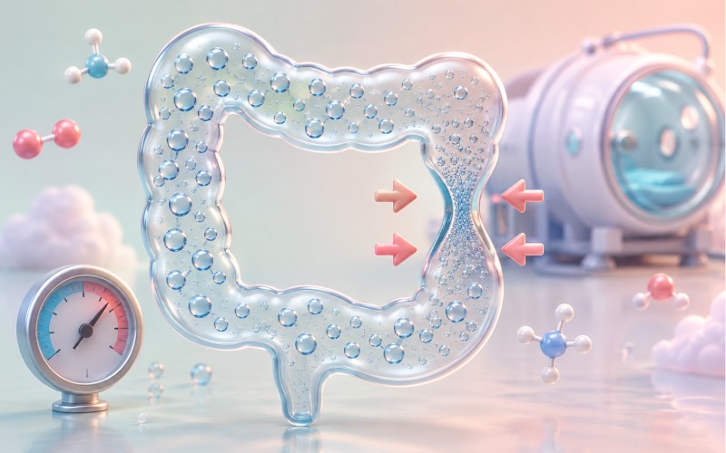 Abstract intestinal gas bubbles under pressure