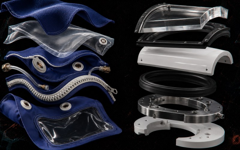 Flexible and rigid chamber material layers