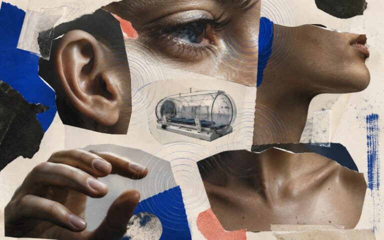 Fragmented body collage about pressure sensitivity