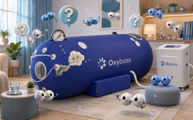 Funny hyperbaric chamber with gas bubbles