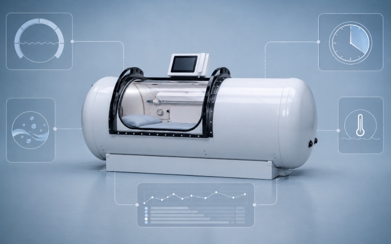 Monitoring pressure, oxygen, temperature, and timing