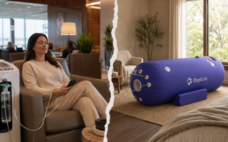 Oxygen bar and hyperbaric chamber shown in a lifestyle comparison