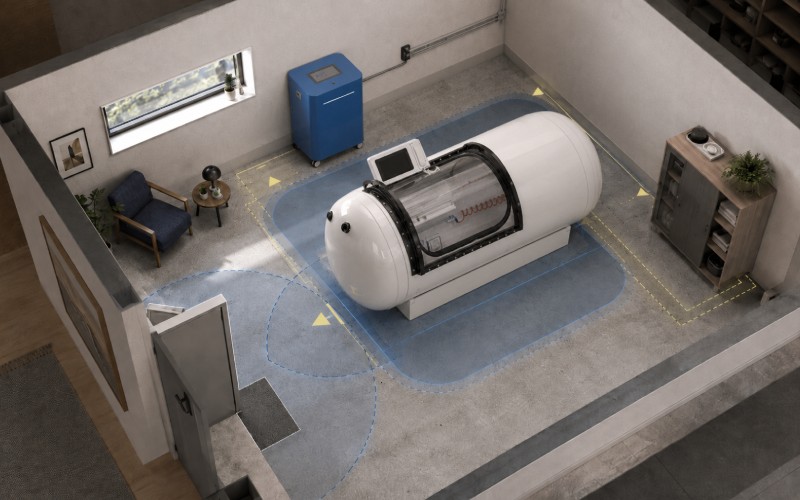 Room layout with chamber service clearances