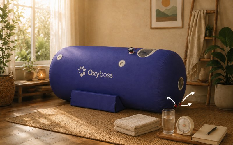 Soft wellness chamber in a calm home setting