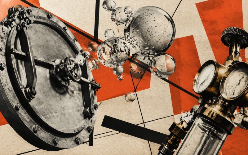 Steel, gas bubbles and an oxygen regulator combined