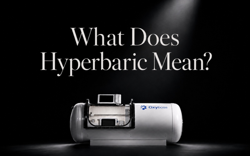 premium minimalist hyperbaric chamber on a dark background