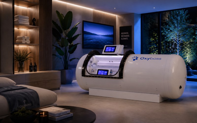 A mild hyperbaric oxygen chamber in a high-end wellness space