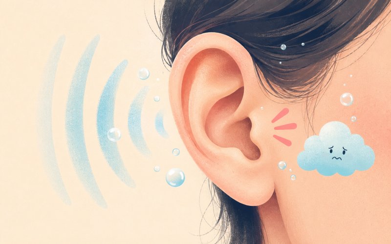 Ear pressure from chamber compression