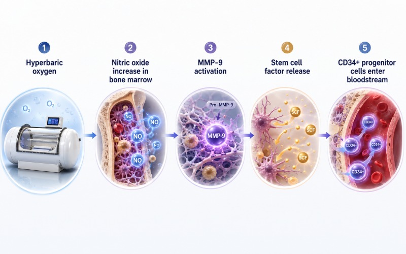 Nitric oxide pathway mobilizing progenitor cells into circulation