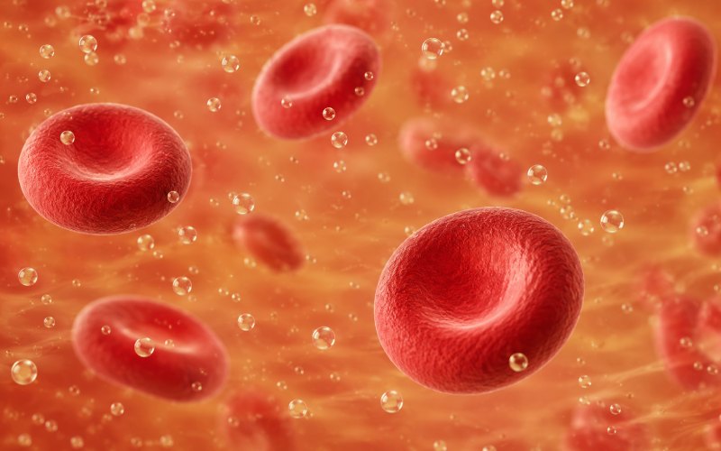 Oxygen bubbles in blood plasma