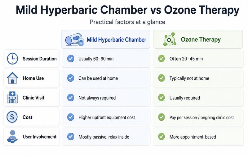 Practical comparison of hyperbaric chamber and ozone therapy