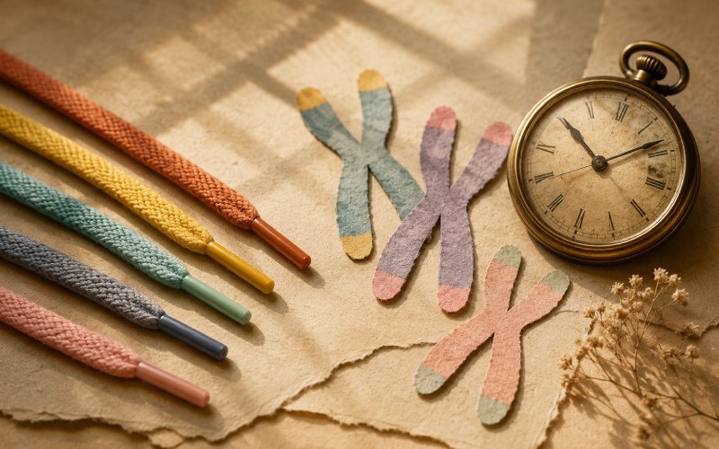 Shoelace tips used as a metaphor for telomeres