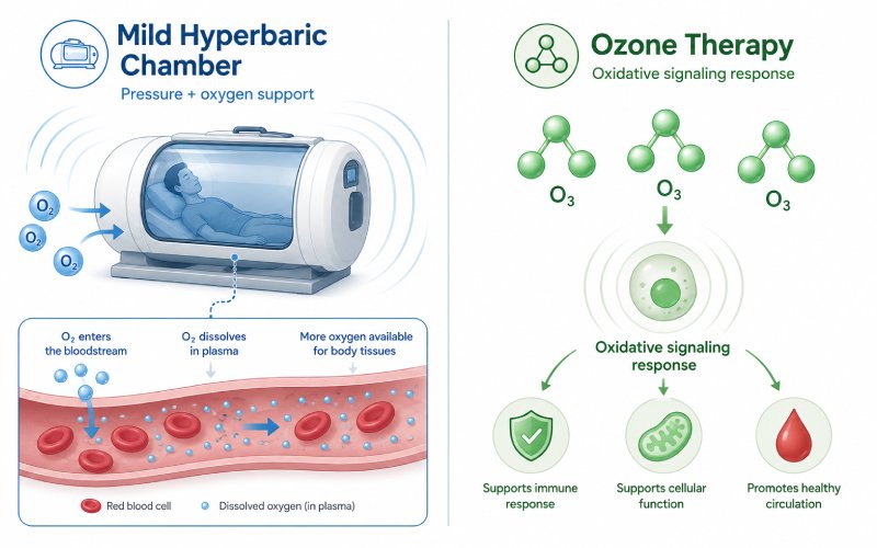 Simple mechanism comparison of hyperbaric chamber and ozone therapy