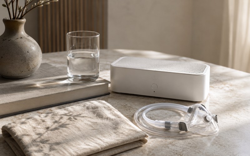 Still life of oxygen and recovery essentials