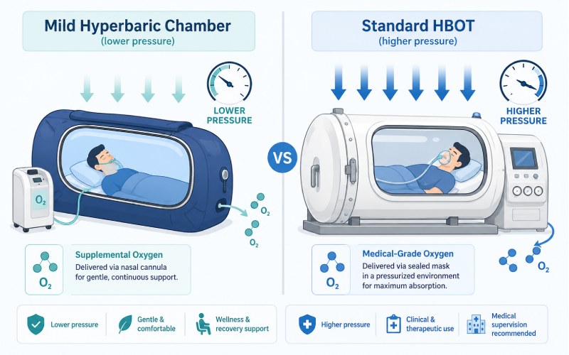 comparing mild hyperbaric chambers and standard HBOT