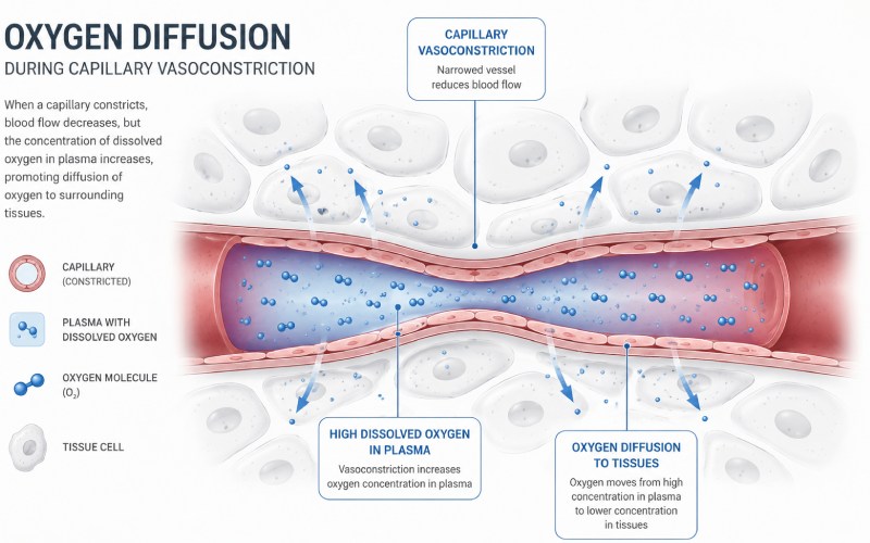 dual mechanism of vasoconstriction and tissue oxygenation