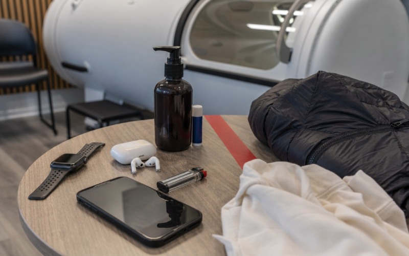 Restricted items placed outside a hyperbaric chamber
