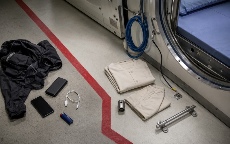 Safety controls outside a hyperbaric chamber