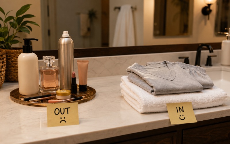 Skincare products before chamber session