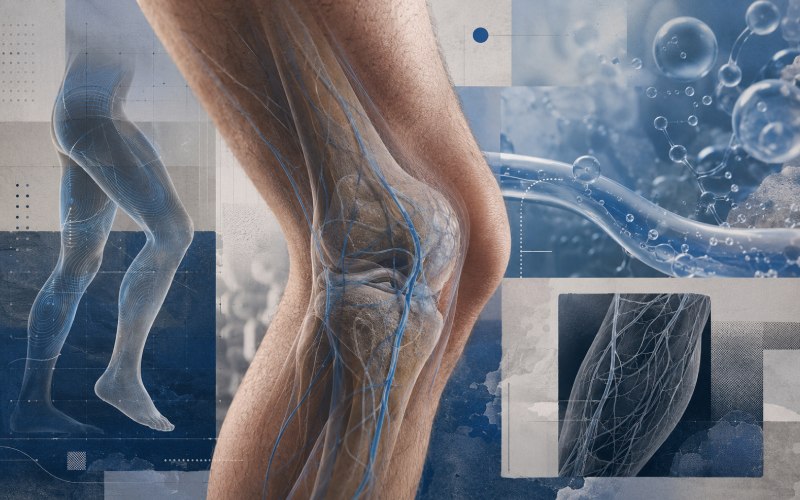 Visual concept of pressure, oxygen and circulation around the knee
