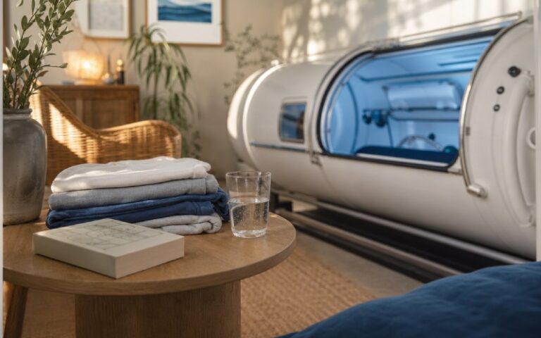 Wellness room prepared for a hyperbaric oxygen session