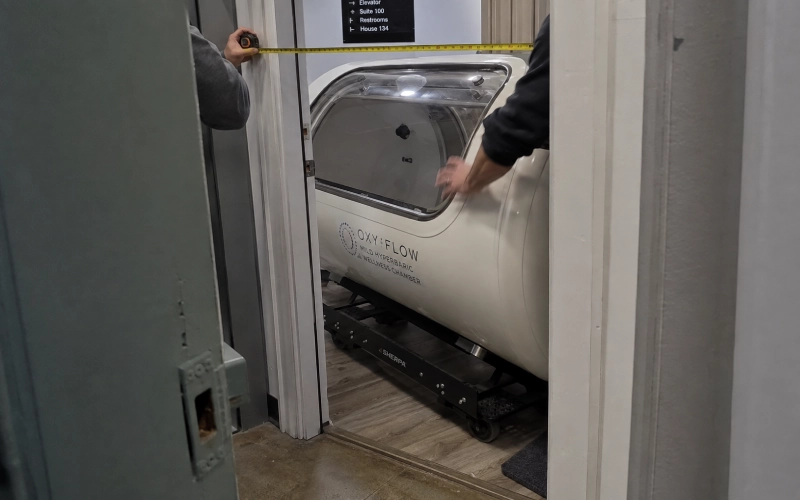 Chamber moving through a measured installation route