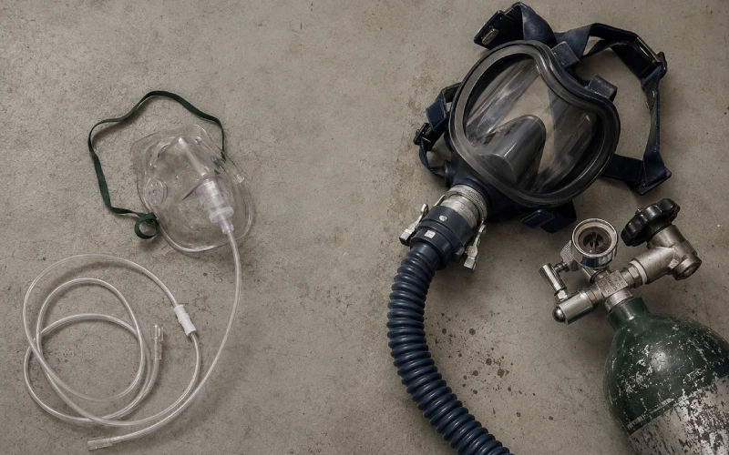 Loose and sealed oxygen masks
