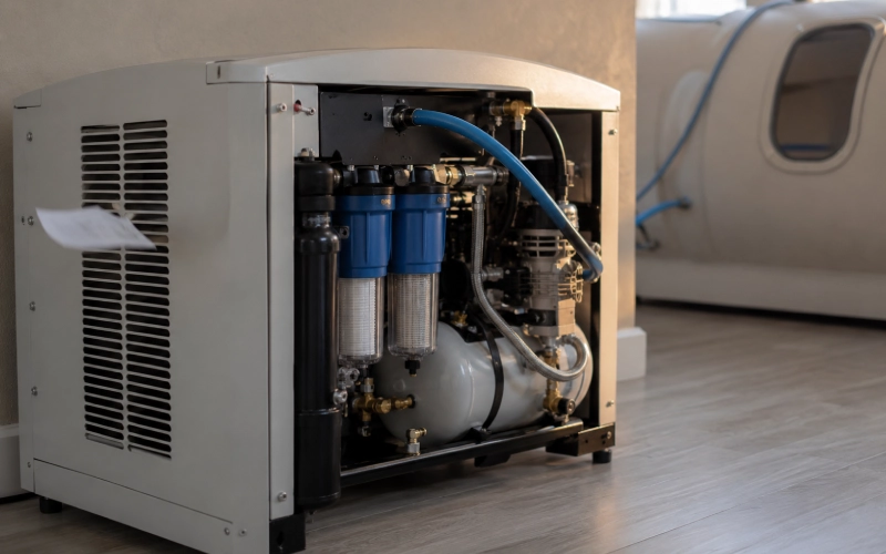 Ventilated air system for a mild hyperbaric chamber
