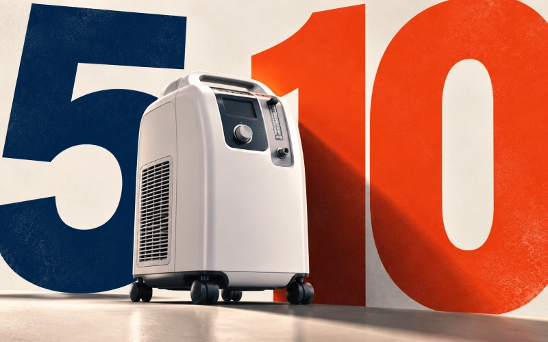 Confronto tra concentratori di ossigeno da 5 L/min e 10 L/min