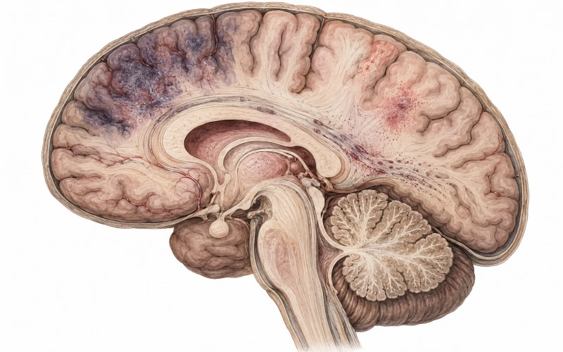 Brain injury mechanisms illustration