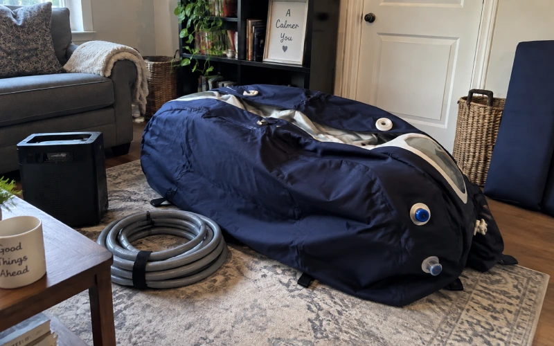 Home user documenting hyperbaric chamber storage setup