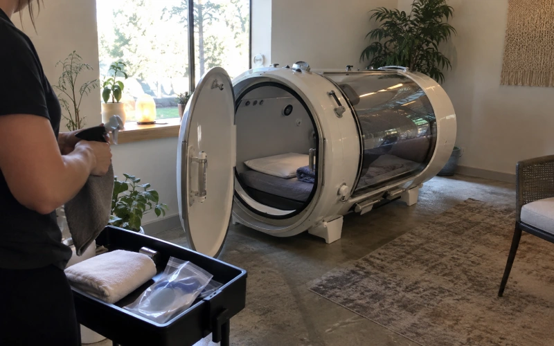Hyperbaric chamber airing out between users