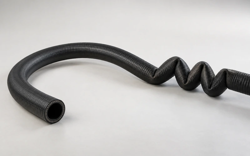 Hyperbaric chamber hose showing proper and improper bending